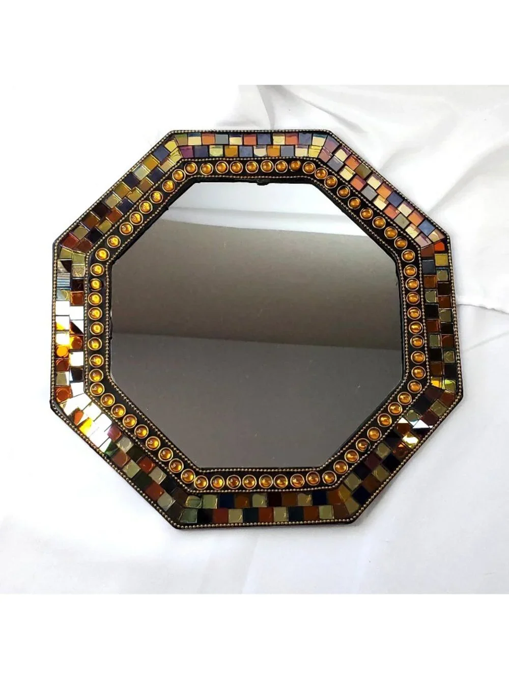 PartyLite P9713 Global Fusion Mirrored Candle Tray Mosaic Tile Hanging Mirror
